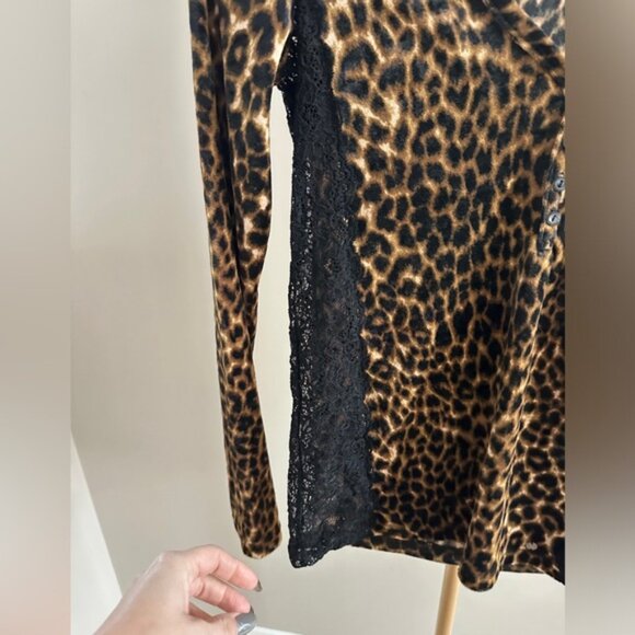 Ralph Lauren Denim & Supply Leopard Lace Shirt XS – Y2K Sheer Long Sleeve Top - Picture 2 of 5